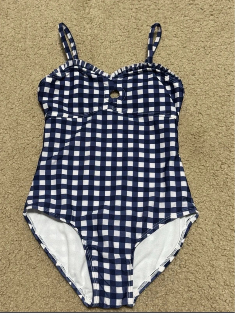 Girls Gingham Check One Piece Swimsuit Art Class Blue Size S(6/6X)